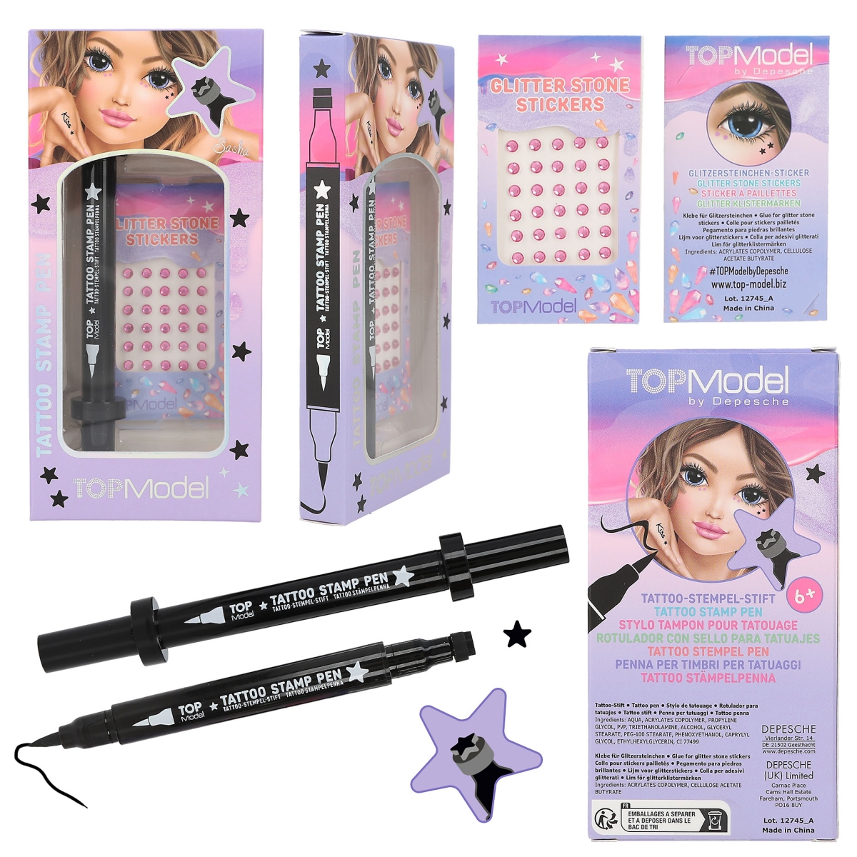 evpct 4 in 1 Flowers Hearts Moon Stars Shapes Face Stamps Eyeliner Pe