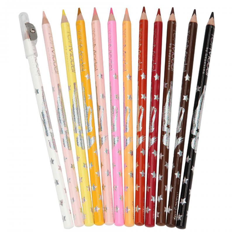 Depesche TOPModel 6694 Lot de 13 crayons de couleur basiques 12