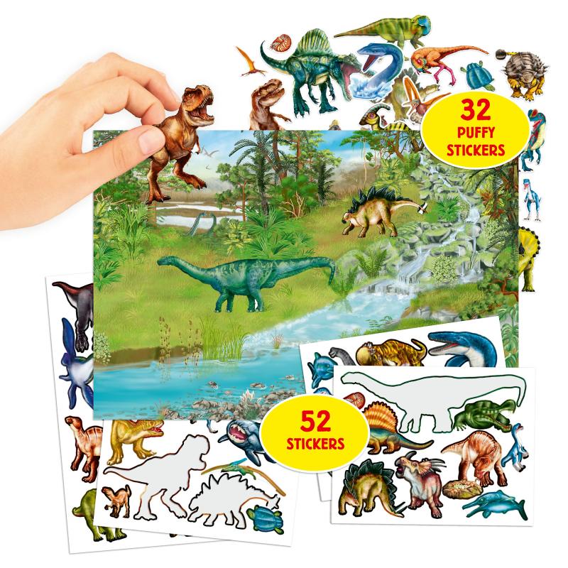  Dinosaur Puffy Stickers for Kids, Dinosaur Puffy